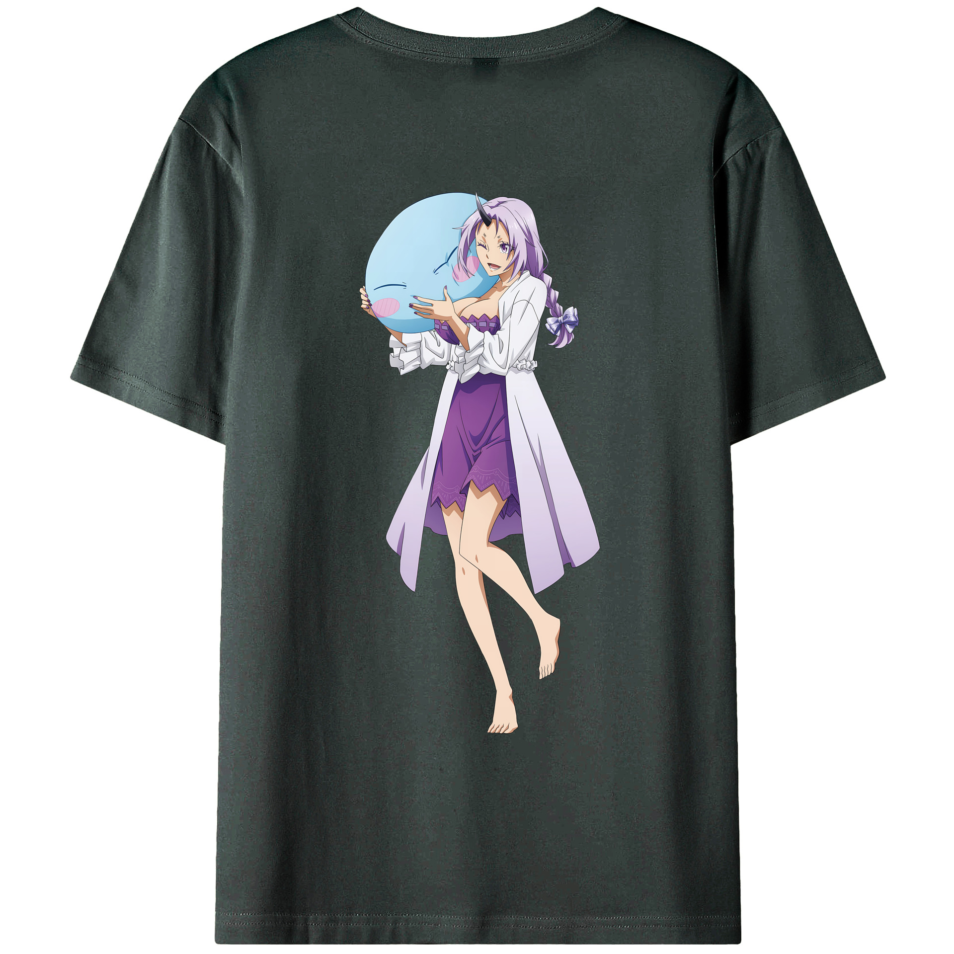 （画像用） 転スラ Regarding Reincarnated to Slime 綿100％ メンズ半袖Tシャツ（バックプリント） 通気性